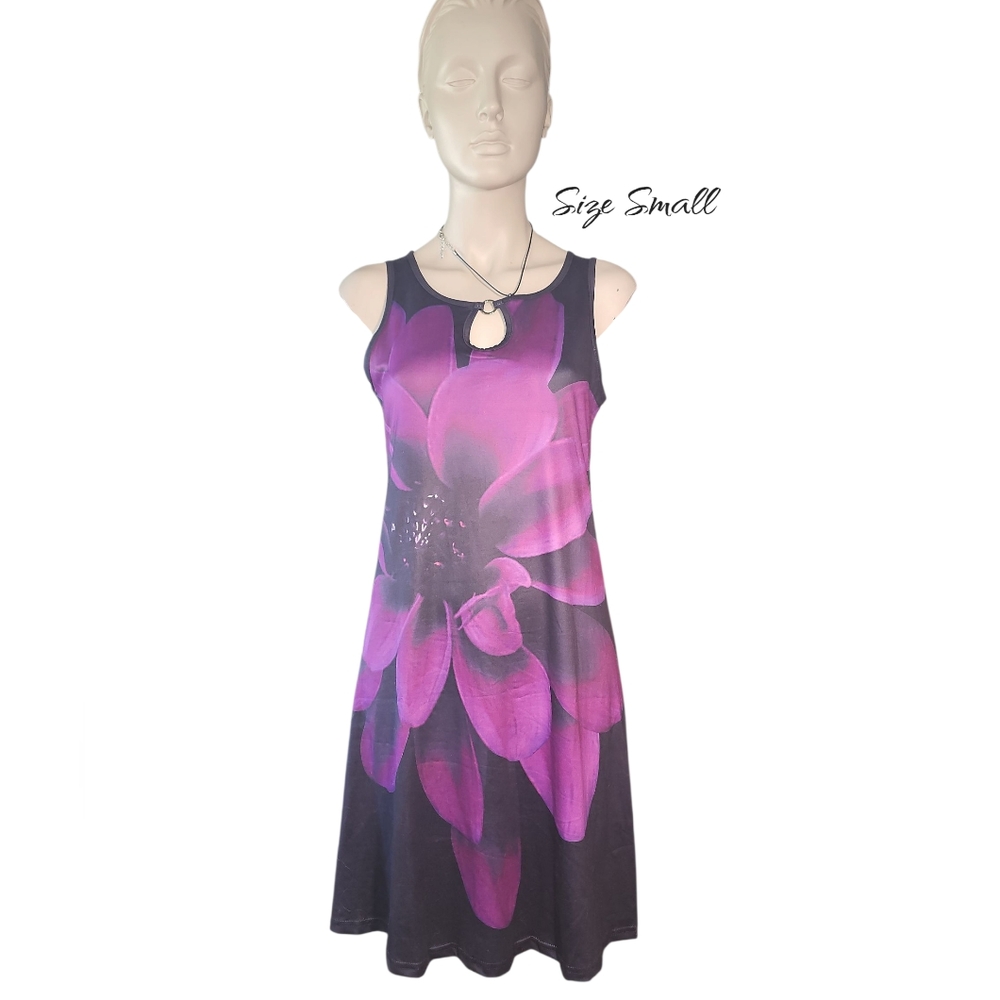 Purple Floral Sleeveless Dress